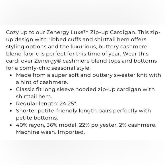 Chico’s Zenergy Cashmere sweater jacket - Picture 10 of 11